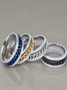 Stress Relief Business Style Ring Bottle Opener, Rotating Chain Titanium Steel Ring, Creative Gift for Friends and Family, Spinner Rings