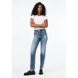 Jayden Women's High Rise Straight Jeans, Whiskered and Sanded - BL15836