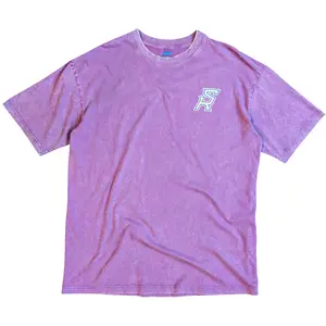 SR "Barbell" Oversized Tee (Purple) - 100% Premium Heavyweight Cotton Graphic T-Shirt with Unique Acid Wash & Bold Sun Runner Back Design