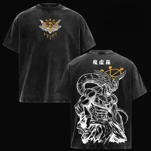 Mahoraga JJK Graphic Tee, Vintage Washed Oversized Shirt, Unisex Cotton Streetwear