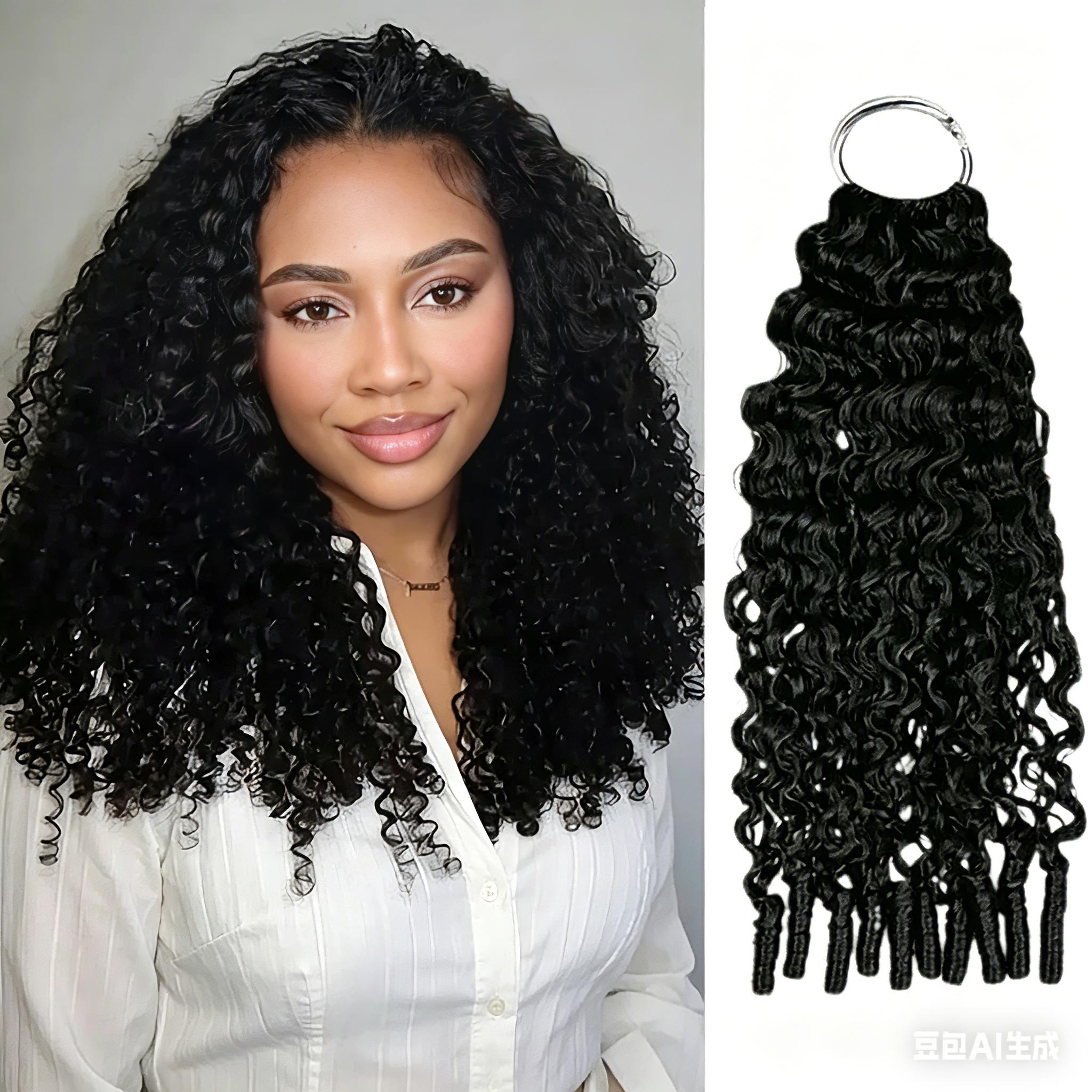 [Bling Hair]  Burmese Curly Feather Crochet For Braiding Pre-Separated Invisible Knotless Crochet Hair 100% Human Hair Extensions For Women