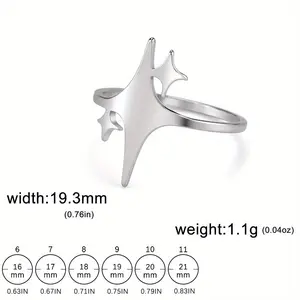 1pc KKJOY Men's Bohemian Star Ring - Stainless Steel Four-Pointed Star Design, Minimalist Polished Jewelry for Weddings, Birthdays & Casual Attire - Durable Gift for Him, Wedding Accessory, Modern Appearance, Elegant Finish