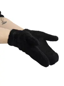 Black Fuzzy Mittens