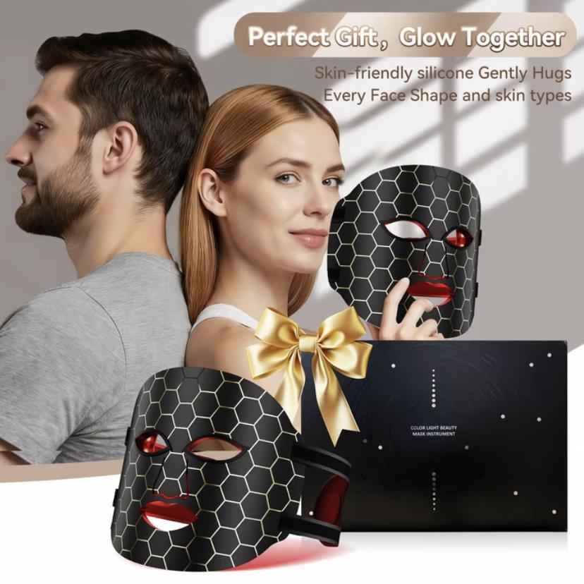 【Mother's Day Gift】Red Light Therapy for Face, LED Face Mask Light Therapy with Rechargeable Remote for Acne, Wrinkles, Skin Rejuvenation, Portable Facial Skin Care Mask with Timing Function - Home Use 96 LED Beads