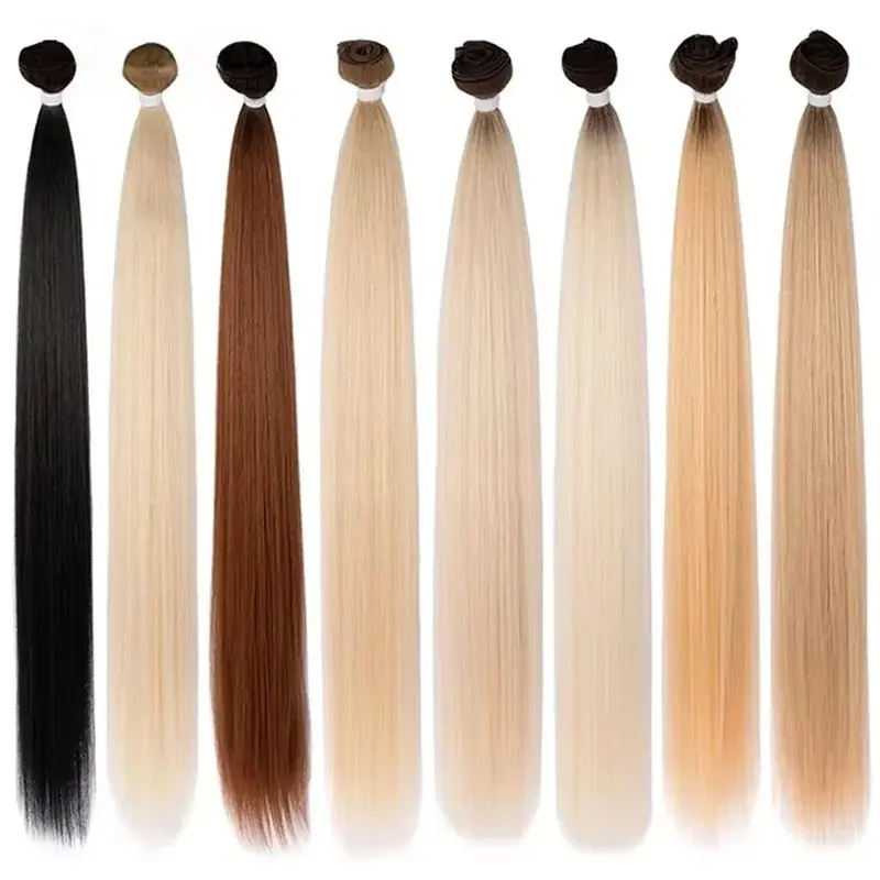 Synthetic 24-36 Inch Bone Straight Hair Extensions  Blonde Fake Hair Bundles Super Long Straight Hair Full to End