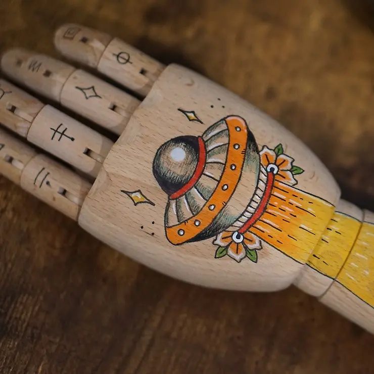 Abduction Traditional Tattoo Wooden Hand