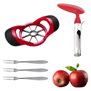 Apple Cutter Slicer & Corer Kit - 8 Blade Apple Slicer & Corer, Includes 3 Premium Stainless Steel Fruit Forks