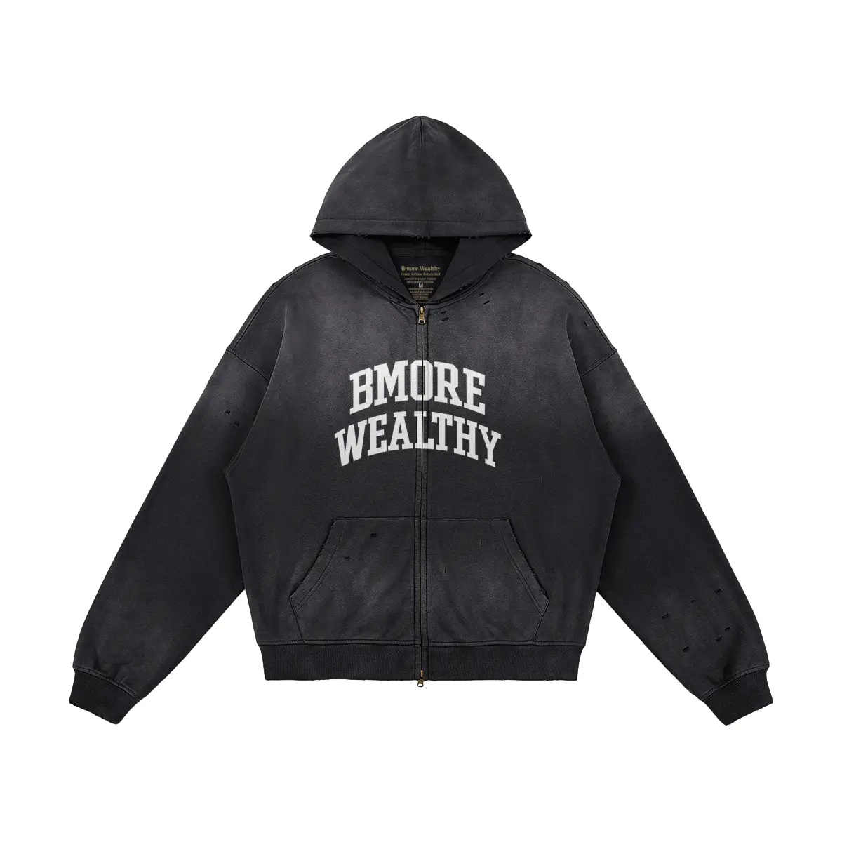 "Went Broke Investing" Zipper Distressed Hoodie