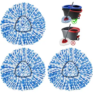 Spin Mop  Replacements Compatible with Ocedar RinseClean 2  System,Mop  Refill Replacement for  2  System - Easy to Replace, Microfiber,  Hard-surfaced Floor Clean 3 Pack