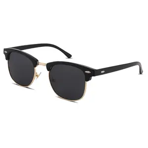 Unisex Simple Style Clubmaster Sunglasses, Trendy Casual Round Frame Browline Glasses Sunglasses for Everyday Use, Fashion Cool Accessories for Ourdoor Activities
