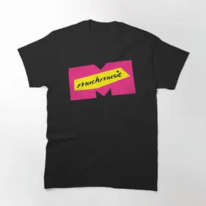 Much Music Retro Logo Classic Graphic T-Shirt - Nostalgic Design Celebrating the Iconic Music Channel, Perfect for Fans of Classic Music Television