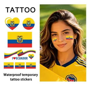 Ecuador Flag Temporary Tattoo Stickers, Waterproof Long-Lasting, Realistic Fake Tattoos for Face, Arm, Leg, Back, Collarbone, Chest