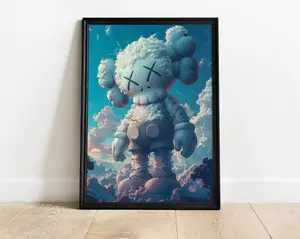 Sky Kaws Poster, Kaws Figure, Designer Wall Art, Hypebeast Kaws Digital Print, No Frame