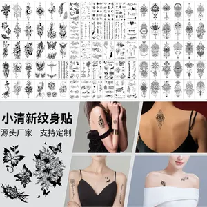 New Black and White Tattoo Stickers Ins Butterfly Flower Sexy Female Simulation Fresh Tattoo Stickers