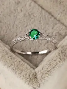 Artificial Gemstone Decorated Ring, Elegant Engagement Ring, Fashion Accessories for Women, Trendy All-match & Exquisite Jewelry for Birthday Gift