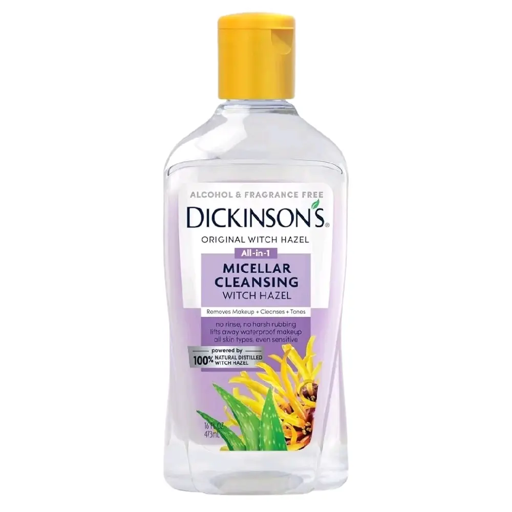Dickinson's Original Witch Hazel Micellar Cleansing, All-in-1 Makeup Remover, Pore Refiner, Skin Cleanser & Toner, Alcohol-Free with Aloe, for Sensitive Skin, 16oz