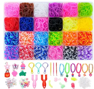 24 CoIors Rubber Band Bracelet Kit, Rubberband Bracelet Making Kit for Kids Ages 6+