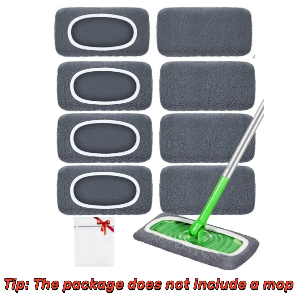 8 Packs Reusable Mop Pads for Swiffer Sweeper Mop with 1Pc Mesh Laundry Bag, Microfiber Wet Pads Refill, Machine Washable Dry Sweeping Cloths for Use on All Sealed Floors, Stone, Hardwood, Laminate & Tile