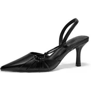 Coutgo Womens Slingback Kitten Heels Closed Pointed Toe Pumps D'Orsay Wedding Party Dress Shoes