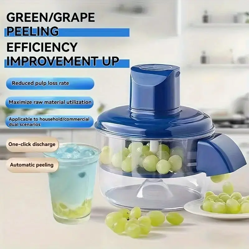 Rechargeable Electric Grape Peeler, Tomato Garlic Slicer, Fruit Vegetable Slicer, Peeling Machine, Compact Design, Efficient Motor, Multi-Functional Food Prep Tool for Kitchen, Commercial Use