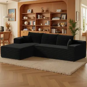 Modern Sectional Couch L-Shape Modular Sofa One-piece Foam Corduroy Plush Soft
