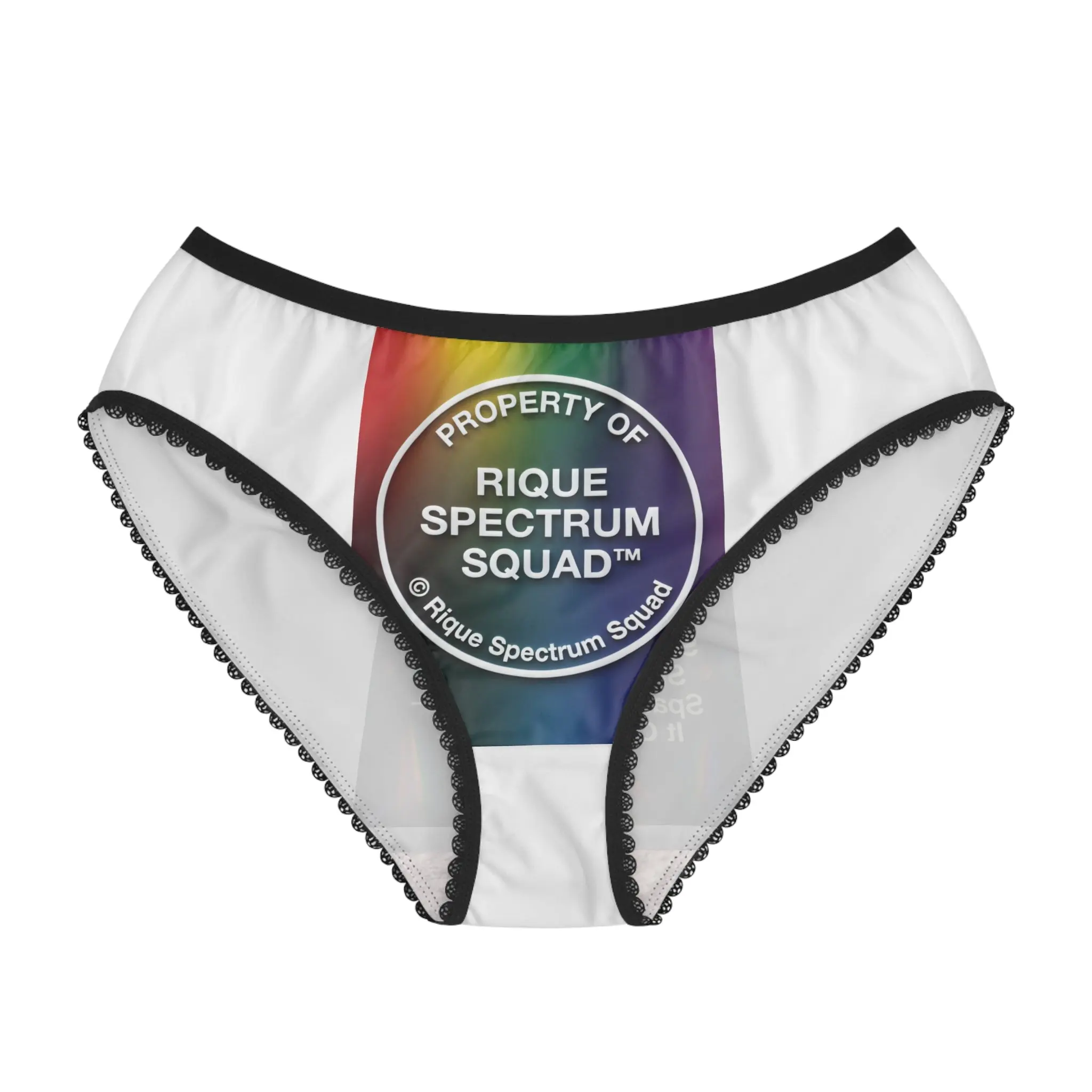 Rique Spectrum Squad™ Women's Buttery Smooth Fitted Elastic Panty Style Briefs - Colorful Lace, Comfortable Lightweight Rainbow Neurodiversity Pride Underwear, Buttery Smooth Briefs