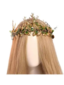 Forest Fairy Flower Crown - The Forest Fairy Crown, featuring floral designs, is perfect for Renaissance-style Halloween princess photo shoots or role-playing scenarios. It features an elf leaf crown.