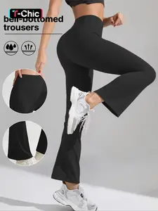 Women's High-Waisted Flare Yoga Pants, Butt-Lifting Quick-Dry Elastic Design, Perfect for Fitness & Daily Wear, Sporty Style, Flared Yoga Bottoms, Stretchable Activewear