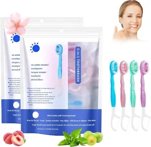 26PCS 5 in 1 Toothbrush & Floss, mini toothbrushes with Toothpaste, All in one Oral Care on The go, 5 in 1 mini Brush, Toothpaste and Floss, Disposable Travel Toothbrush Set