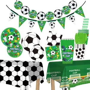 World Football Theme Disposable Paper Plates, Napkins, Paper Cups, Tableware Set, Party Decoration Supplies