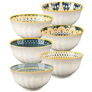 Cereal Bowls Set of 6, Colorful Cereal Bowls, 4.5 Inch Ceramic Soup Bowls for Soup, Cereal, Oatmeal, Fruit, Pasta, Scratch-Resistant, Lead-Free, Dishwasher & Microwave