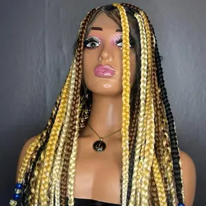 Honey Blend mix colors wig, Full Lace Braided Wig Golden Harmony Braided Wig with Beads
