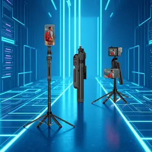 Mobile Ai Selfie Stand with Remote Control for Automatic Face Tracking Tripod, 360° Rotation for iPhone Video, 1800mah Battery for Vlog Creators