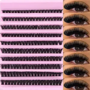 DIY Eyelash Extension Kit, D Curl Thick Fake Eyelashes, Volume Individual Lashes, Reusable Cluster Lashes for Beginners, Natural to Dense Look, Includes Lash & Tweezers