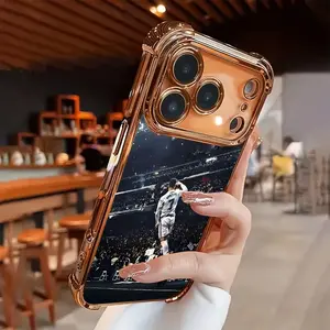 Football phone case - New electroplated transparent TPU airbag anti-drop phone case suitable for iPhone 17 Pro Max 16 15 14 13 12 11. Simple and fashionable shock-proof soft case for protection. Personalized and creative protection case. Suitable as a gif