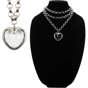 Crystal Heart Chunky Chain Layering Necklace Infinity Love Heart  Necklace two toned necklace funky jewelry Plated summer everyday beautiful design Adjustable Boho Pendant Gold Bohemian trendy Elegant Rhinestone