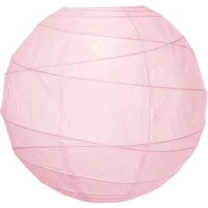 5-Pack 24 Inch Rose Quartz Pink Free-Style Ribbing Round Paper Lantern