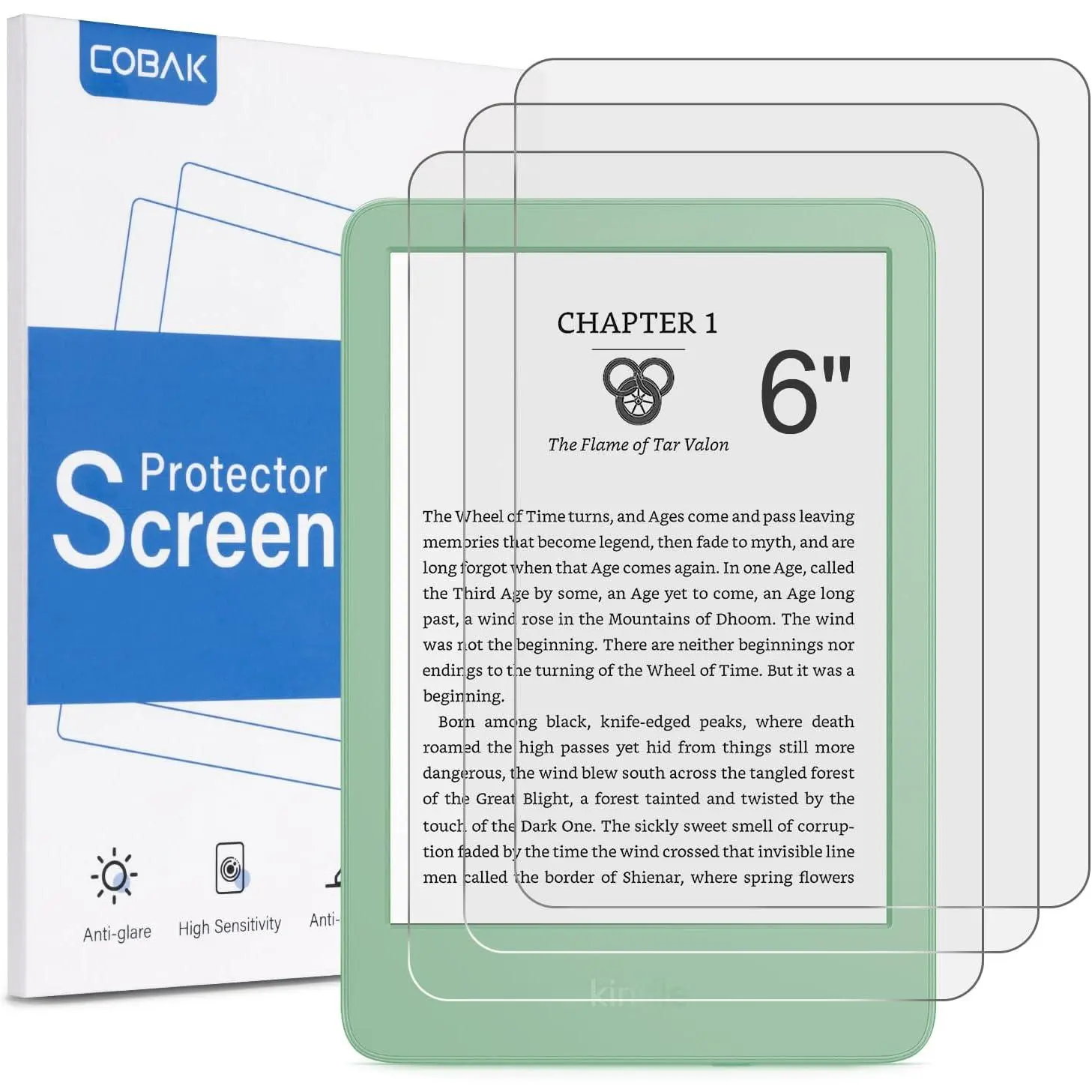 3-Pack Matte Tablet Screen Protector (3 Pieces PET Film) - Anti-Glare, High Clarity, Fingerprint-Resistant, Anti-Bubble, Everyday Protection for 6" Kindle 2024/2022 (11th Gen), 6.26 inches Kobo Nia/Kobo Aura H2O Edition 2, Handheld PocketBook Devices
