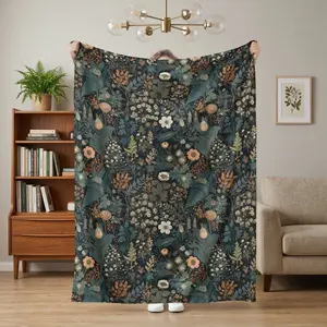 Bohemian Floral Blanket Free Spirit Vibe Luxurious Flannel Rich Vibrant Nature Print Cozy Artistic Decor Dreamy Escape Room Aesthetic Reading Nook Garden Retreat Unique Home Accent