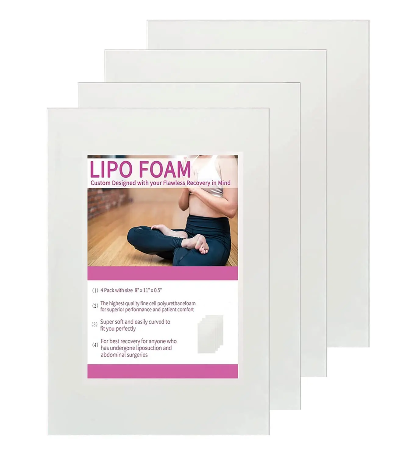 Lipo Foam Board 4Pack Liposuction Surgery waist-supports Foam Sheet for Recovery BBL Supplies 8"X11" Lipo Foam Pads for Post Surgery Help Out When Using Ab Board Compression Garments