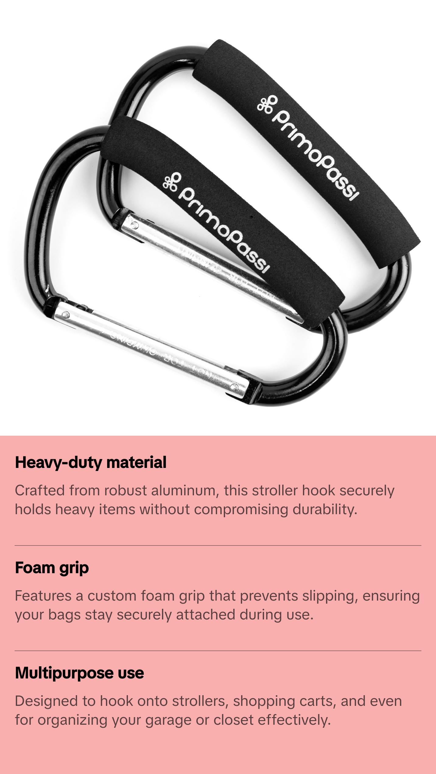 Primo Passi - 2Pk Large Stroller Hook, Black