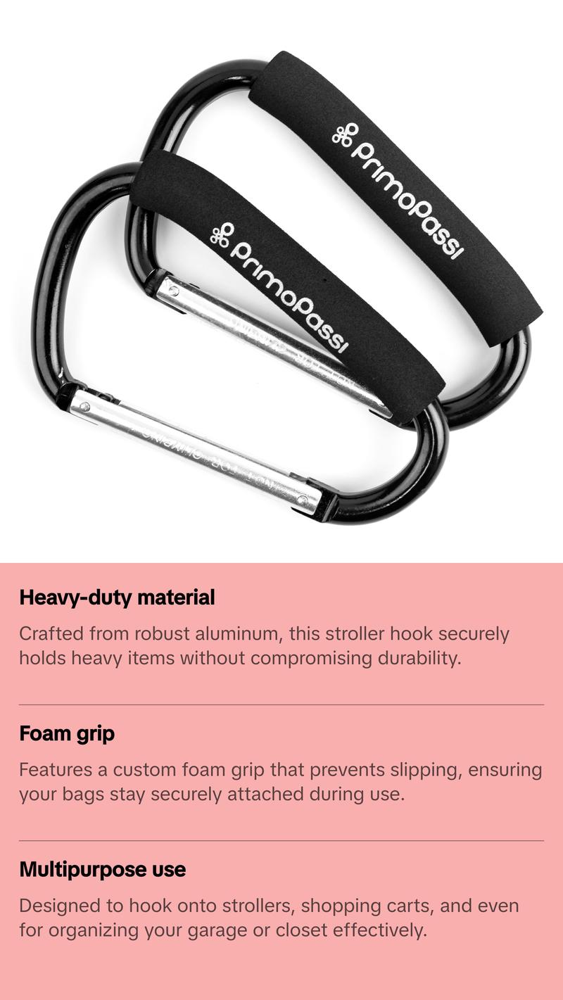 Primo Passi - 2Pk Large Stroller Hook, Black