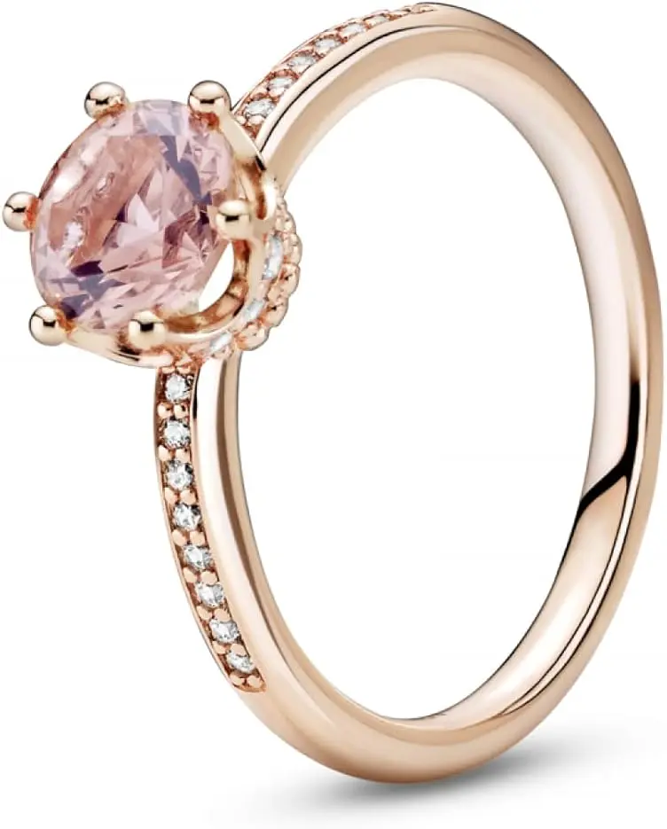 PANDORA Pink Sparkling Crown Solitaire Ring 188289C01-60 PANDORA Pink Sparkling Crown Solitaire Ring 188289C01-60