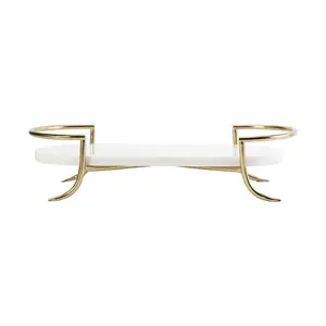 Oval Marble Tray w/Gold Metal Base Oval Marble Tray w/Gold Metal Base