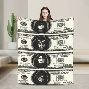 Kiss American Rock Music Band Super Warm Blankets Ace Frehley Guitarist Plush Throw Blanket Chair Flannel Bedspread Sofa Cover
