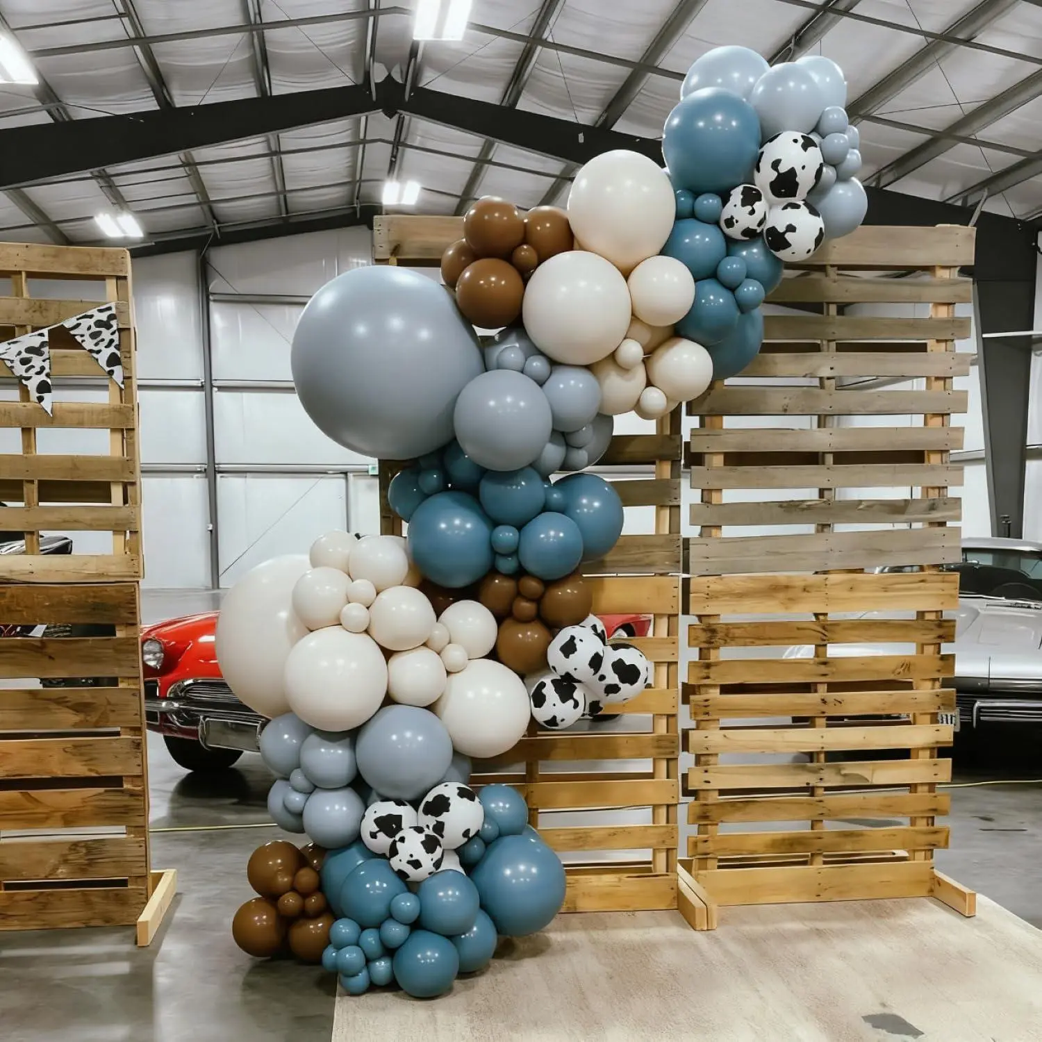 141Pcs Western Balloon Arch Garland Kit, With Gray, Sand White, Brown, Slate Blue Balloons Perfect For Farm Fiesta Party, Boy First Rodeo, Wild West Country Birthday Decorations