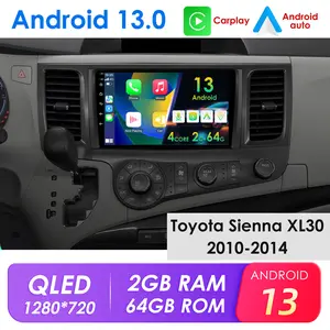 [Hizpo] Car Head Unit for Toyota Sienna XL30 2010-2014, Car Radio with Navigation, GPS, Android Auto, CarPlay, Steering Wheel Control, WiFi Multimedia Video Player Stereo