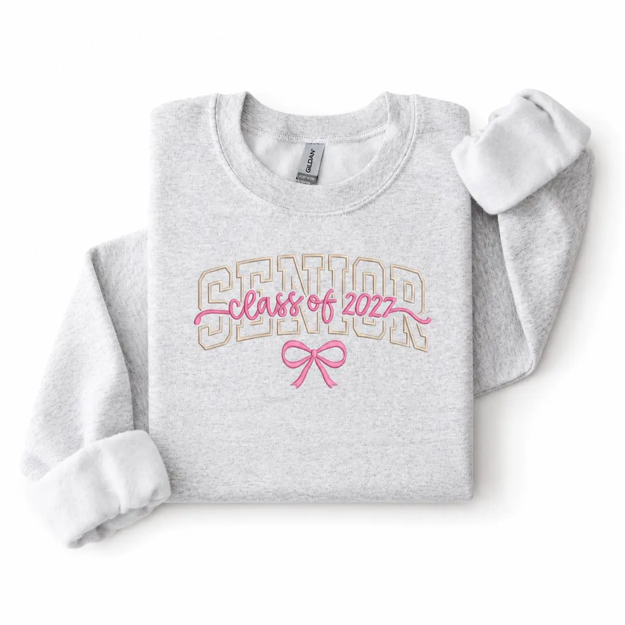 Senior Class of 2027 Graphic Sweatshirt – Cute Bow Design Crewneck Pullover, Trendy Senior Year Outfit & Graduation Gift for High School or College Students
