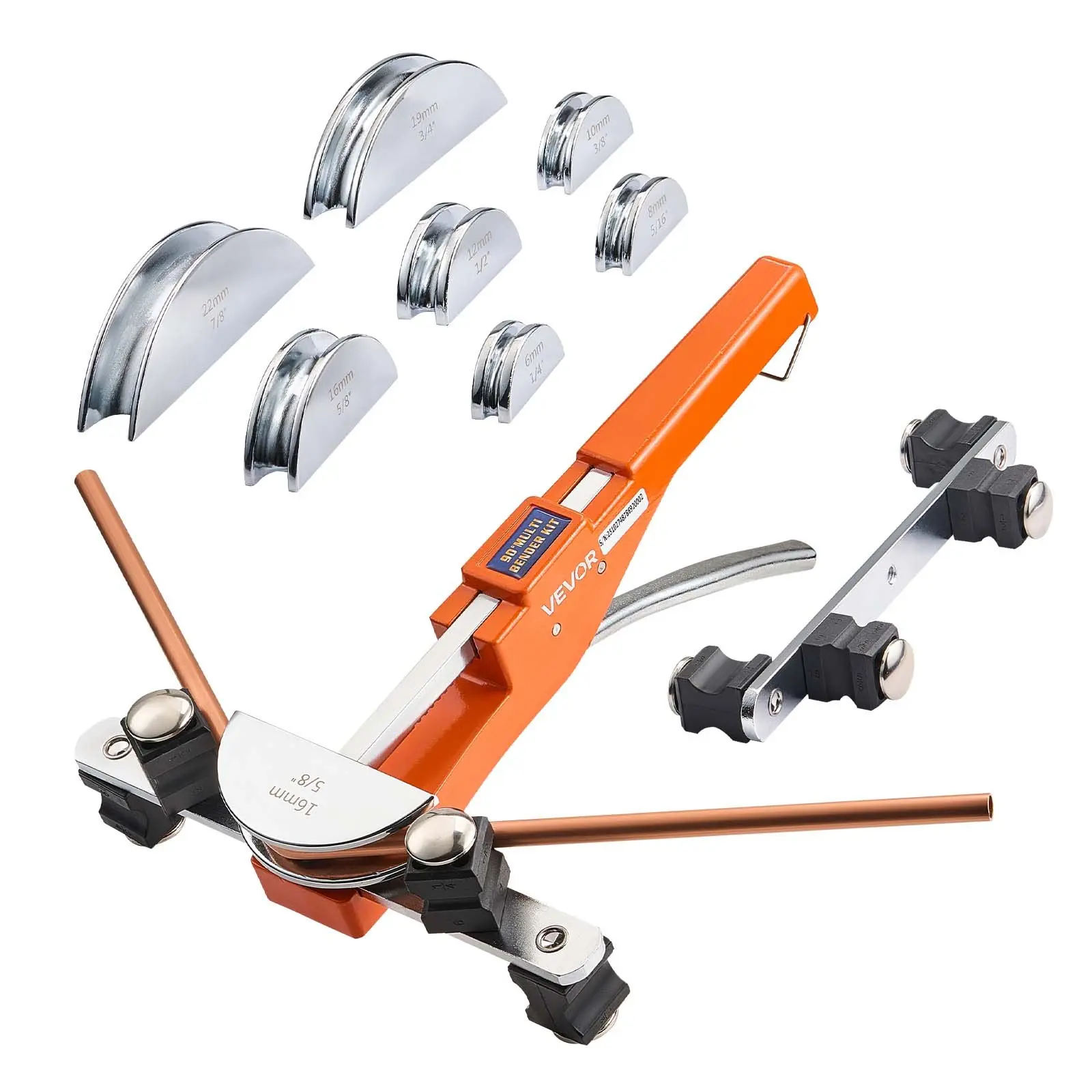 【DealsForYouDays】VEVOR Heavy Duty Compact Ratcheting Tubing Bender Kit, 1/4-7/8 in, 7 Aluminum Alloy Bending Dies, Hand Bending Tool, HVAC & Construction Tools for Copper Aluminum Refrigeration Maintenance