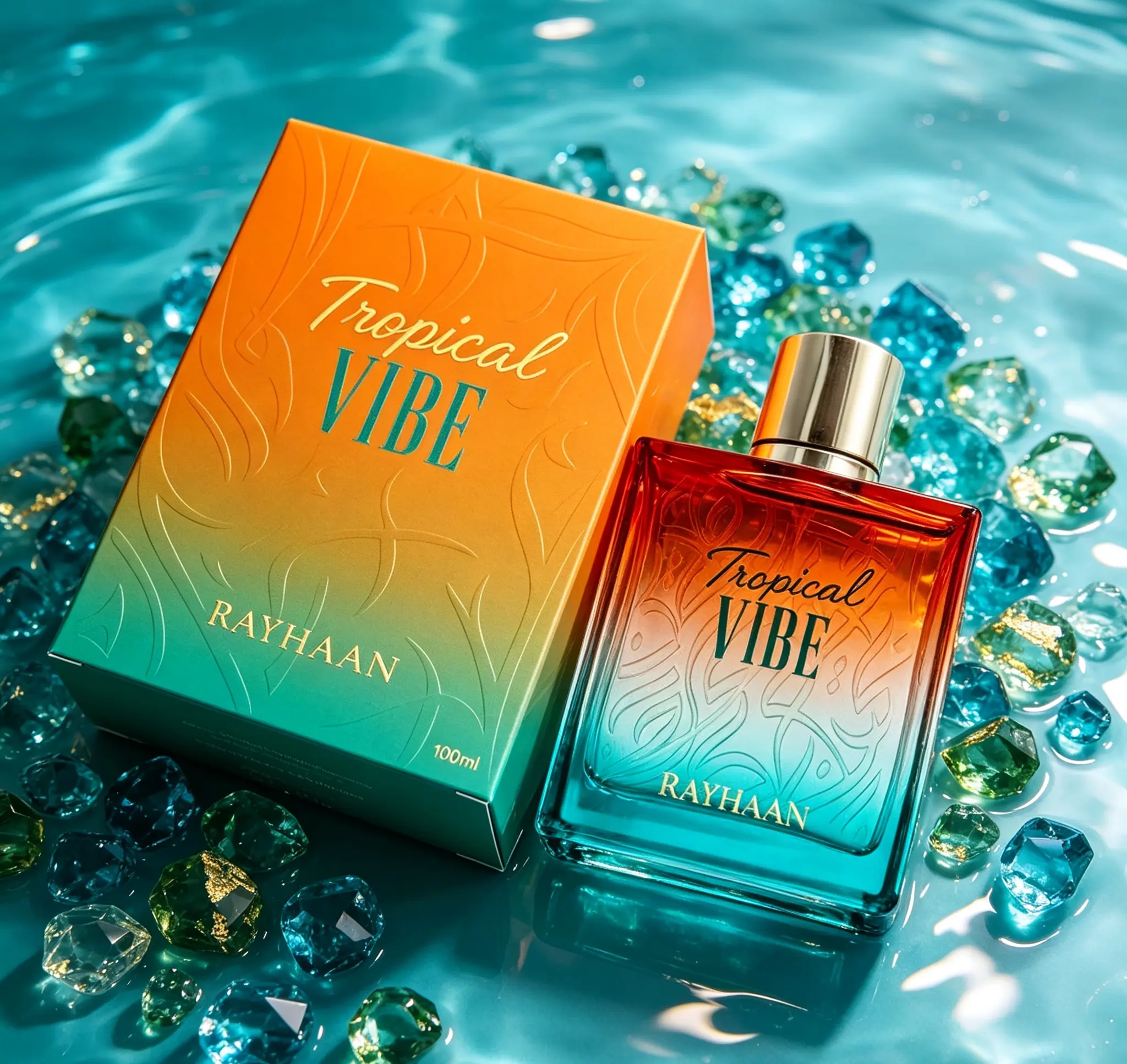 Rayhaan Tropical Vibe Unisex Eau de Parfum Spray 3.4 Ounce /100ml | Vibrant Fruity Floral Fresh Woody Scent, Long Lasting Fragrance for Men & Women, Ideal for Daily Wear, Vacations and Casual Occasions